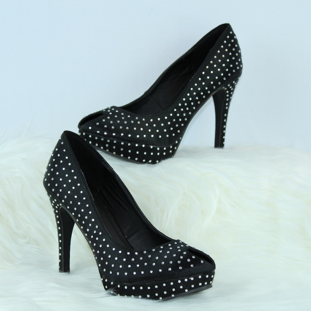 3/$25 Black Rhinestone Studded High Heel Shoes